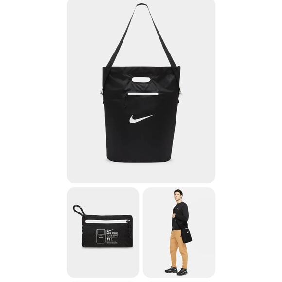 Nike Stash Tote Bag Sports Travel Packable Storage Black White DD1357 010 EUC - Picture 1 of 16